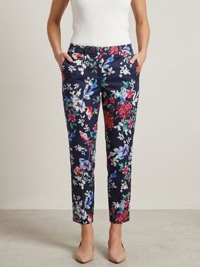 Laundry By Shelli Segal Navy Floral Cropped Pants Size 6